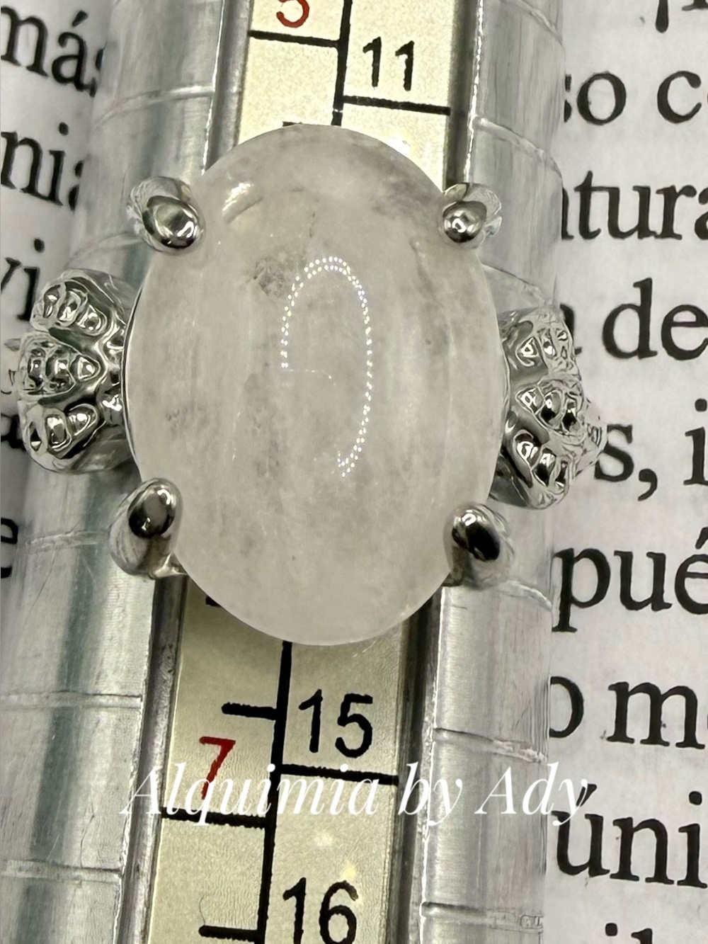 Pink Quartz Rhodium Silver Ring – 20mm Oval Stone, Tarnish-Resistant